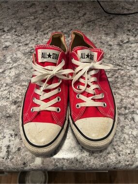 Pink Low-Top Canvas Sneakers with Lace-Up Design